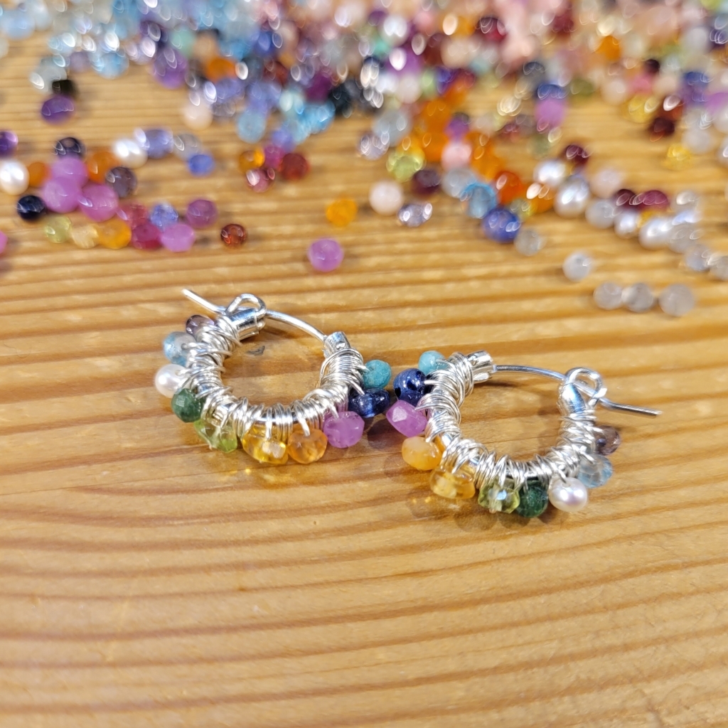 13mm Sølv Hoops, fargerik
