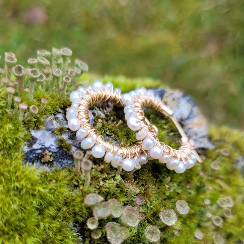 Hvite Perle Hoops 18mm